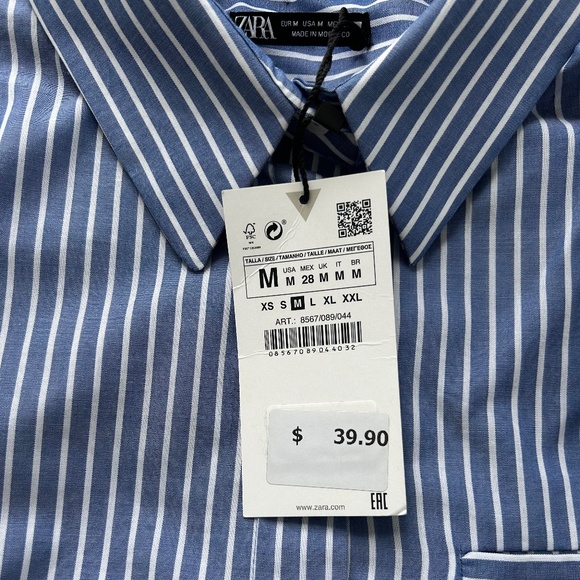 Zara Blue Striped Button Down Shirt - Picture 2 of 4